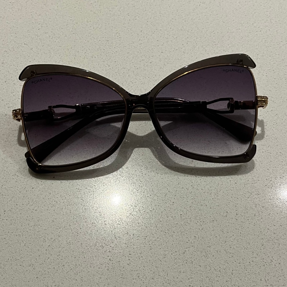Chanel Women Purple Ombre Diamond Sides Large‎ Lens Sunglasses Oversized